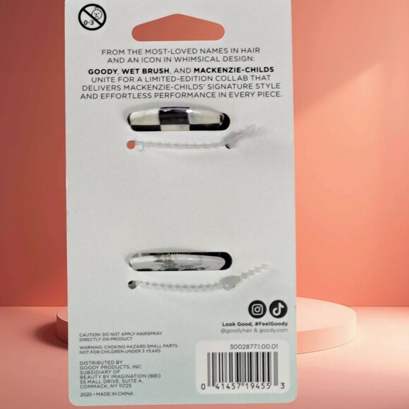 MacKenzie Childs x Goody Black Courtly Check Medium Hair Claw Clips Set Target main image 4
